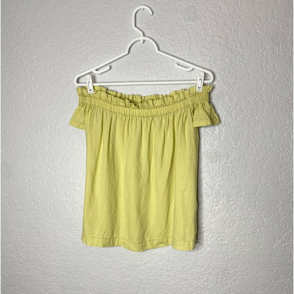 Free People Everything Green Off The Shoulder Linen Blend Top 6 - Picture 2 of 7